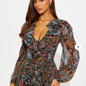 Floral Paisley Long Sleeve Dress